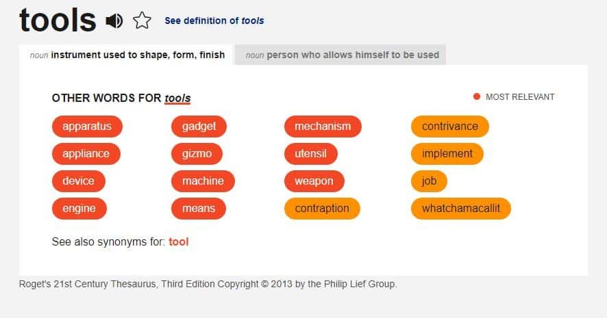 thesaurus tools results