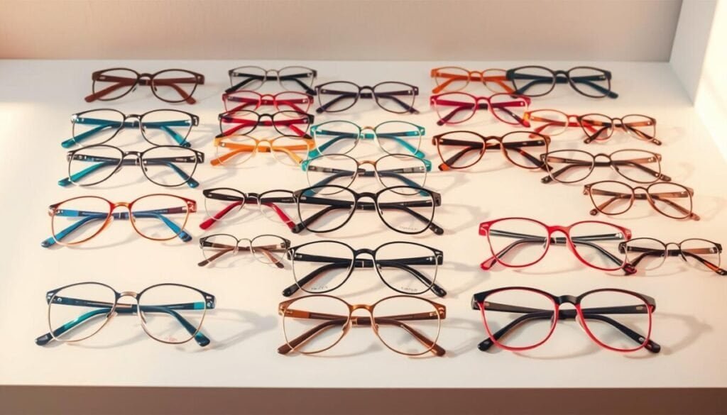 A vibrant array of eyeglass frames in various sizes, shapes, and colors are showcased on a clean, well-lit tabletop. The frames, designed by "Artes Graficas Integradas", are arranged in an organized, visually appealing manner, allowing the viewer to appreciate the diverse selection. The lighting casts a warm, natural glow, highlighting the intricate details and textures of the frames. The background is a simple, neutral tone, keeping the focus on the captivating eyewear. This hyper-realistic photographic scene captures the essence of the "Talles y colores para todos los gustos" section, inviting the viewer to explore the customizable options available. A vibrant array of eyeglass frames in various sizes, shapes, and colors are showcased on a clean, well-lit tabletop. The frames, designed by "Artes Graficas Integradas", are arranged in an organized, visually appealing manner, allowing the viewer to appreciate the diverse selection. The lighting casts a warm, natural glow, highlighting the intricate details and textures of the frames. The background is a simple, neutral tone, keeping the focus on the captivating eyewear. This hyper-realistic photographic scene captures the essence of the "Talles y colores para todos los gustos" section, inviting the viewer to explore the customizable options available.