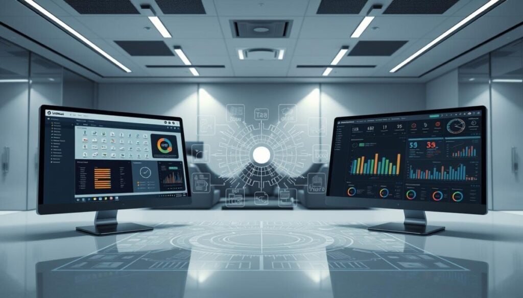 A dramatic side-by-side comparison of LinkBoss and Link Whisper software tools, captured in a meticulously detailed, hyperrealistic photographic style. In the foreground, the powerful and intuitive LinkBoss interface occupies the left side, while the elegant and streamlined Link Whisper dashboard fills the right. The middle ground showcases intricate technical diagrams and data visualizations, highlighting the key features and capabilities of each platform. The background evokes a sleek, high-tech office environment, with clean lines, muted tones, and subtle lighting that enhances the professional, authoritative atmosphere. The overall composition conveys a sense of thoughtful analysis, side-by-side evaluation, and informed decision-making. A dramatic side-by-side comparison of LinkBoss and Link Whisper software tools, captured in a meticulously detailed, hyperrealistic photographic style. In the foreground, the powerful and intuitive LinkBoss interface occupies the left side, while the elegant and streamlined Link Whisper dashboard fills the right. The middle ground showcases intricate technical diagrams and data visualizations, highlighting the key features and capabilities of each platform. The background evokes a sleek, high-tech office environment, with clean lines, muted tones, and subtle lighting that enhances the professional, authoritative atmosphere. The overall composition conveys a sense of thoughtful analysis, side-by-side evaluation, and informed decision-making.