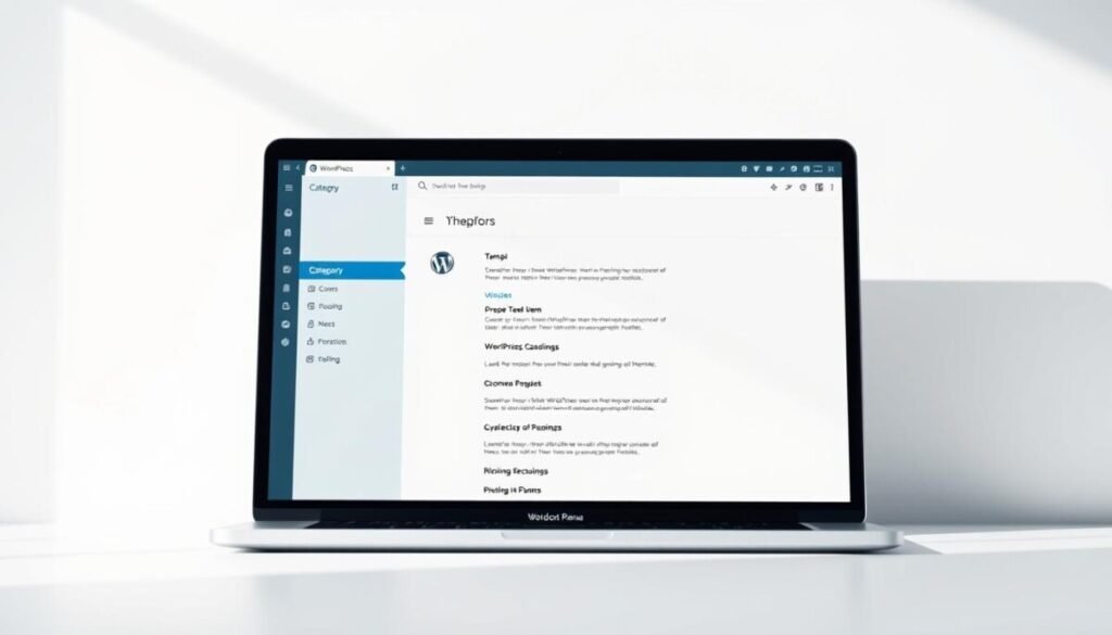 A high-resolution, hyper-realistic photograph of a modern WordPress navigation menu displayed on a laptop computer screen. The menu features clean, intuitive design with clear category labels and nested submenus. The screen is positioned against a minimalist white background, with soft shadows casting a subtle depth. The lighting is bright and evenly distributed, capturing the sleek, professional aesthetic of the WordPress dashboard. The camera angle is slightly elevated, providing an engaging, user-centric perspective of the navigation interface. A high-resolution, hyper-realistic photograph of a modern WordPress navigation menu displayed on a laptop computer screen. The menu features clean, intuitive design with clear category labels and nested submenus. The screen is positioned against a minimalist white background, with soft shadows casting a subtle depth. The lighting is bright and evenly distributed, capturing the sleek, professional aesthetic of the WordPress dashboard. The camera angle is slightly elevated, providing an engaging, user-centric perspective of the navigation interface.