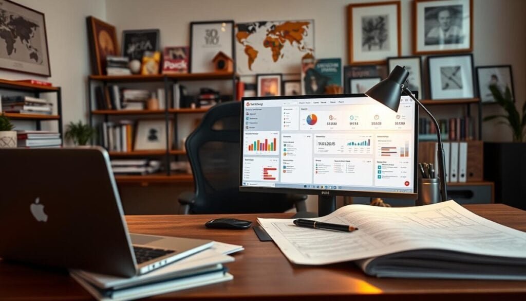 A meticulously crafted home office workspace, filled with an array of cutting-edge tools for optimizing internal linking strategies. In the foreground, a sleek laptop, a stack of well-annotated reference materials, and a pen poised over a detailed wireframe. Centered on the desk, a high-resolution monitor displays a sophisticated dashboard, showcasing a suite of analytics and optimization tools. The middle ground features an ergonomic office chair, a stylish desk lamp casting a warm glow, and carefully organized desk organizers. In the background, shelves are lined with industry publications, a world map, and inspiring framed artwork. The overall scene conveys a sense of focus, efficiency, and a dedication to mastering the art of internal linking for enterprise websites. A meticulously crafted home office workspace, filled with an array of cutting-edge tools for optimizing internal linking strategies. In the foreground, a sleek laptop, a stack of well-annotated reference materials, and a pen poised over a detailed wireframe. Centered on the desk, a high-resolution monitor displays a sophisticated dashboard, showcasing a suite of analytics and optimization tools. The middle ground features an ergonomic office chair, a stylish desk lamp casting a warm glow, and carefully organized desk organizers. In the background, shelves are lined with industry publications, a world map, and inspiring framed artwork. The overall scene conveys a sense of focus, efficiency, and a dedication to mastering the art of internal linking for enterprise websites.