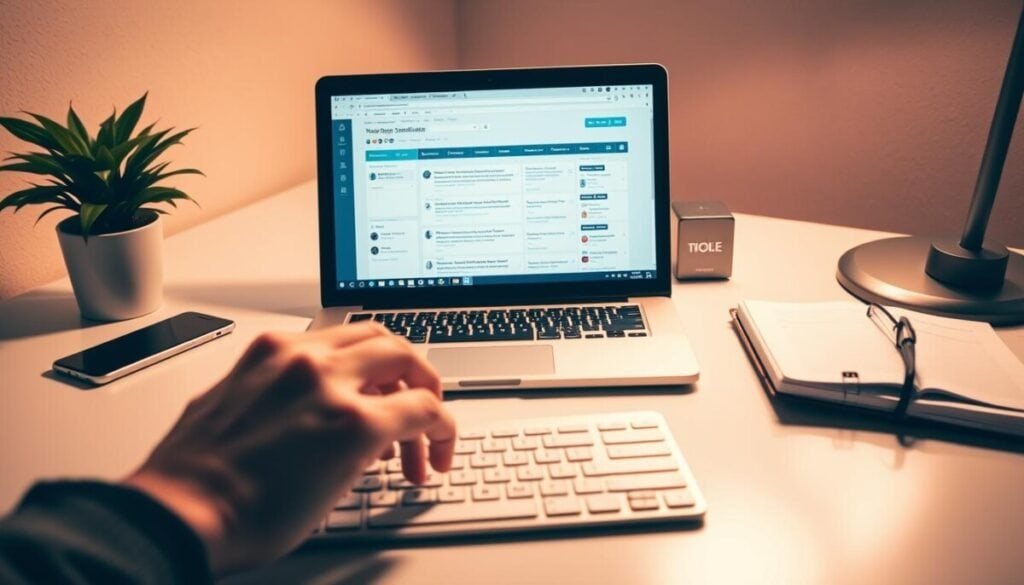 A neatly organized desk with a laptop, smartphone, and planner, bathed in warm, diffused lighting. The screen of the laptop displays a social media scheduling tool, with meticulously crafted tweet content and a carefully curated posting calendar. In the foreground, a hand hovers over the keyboard, lost in the thoughtful process of planning the perfect tweets. The background features a clean, minimalist workspace, with a potted plant and a few personal items adding a touch of sophistication. The overall scene conveys a sense of productivity, focus, and the strategic approach to maximizing the impact of scheduled social media content. A neatly organized desk with a laptop, smartphone, and planner, bathed in warm, diffused lighting. The screen of the laptop displays a social media scheduling tool, with meticulously crafted tweet content and a carefully curated posting calendar. In the foreground, a hand hovers over the keyboard, lost in the thoughtful process of planning the perfect tweets. The background features a clean, minimalist workspace, with a potted plant and a few personal items adding a touch of sophistication. The overall scene conveys a sense of productivity, focus, and the strategic approach to maximizing the impact of scheduled social media content.