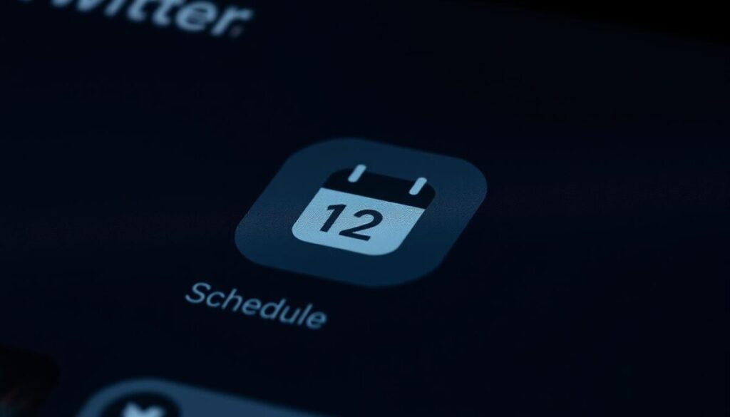 A schedule icon on a dark-themed Twitter interface, slightly greyed out and desaturated, conveying a sense of unavailability or inactivity. The icon is positioned centrally, with a clean, minimalist UI design around it. Crisp, high-resolution detail, with subtle ambient lighting casting soft shadows, creating a somber, contemplative atmosphere. Precise, technical camera angle captures the icon in sharp focus, emphasizing its symbolic significance within the context of the Twitter platform. A schedule icon on a dark-themed Twitter interface, slightly greyed out and desaturated, conveying a sense of unavailability or inactivity. The icon is positioned centrally, with a clean, minimalist UI design around it. Crisp, high-resolution detail, with subtle ambient lighting casting soft shadows, creating a somber, contemplative atmosphere. Precise, technical camera angle captures the icon in sharp focus, emphasizing its symbolic significance within the context of the Twitter platform.