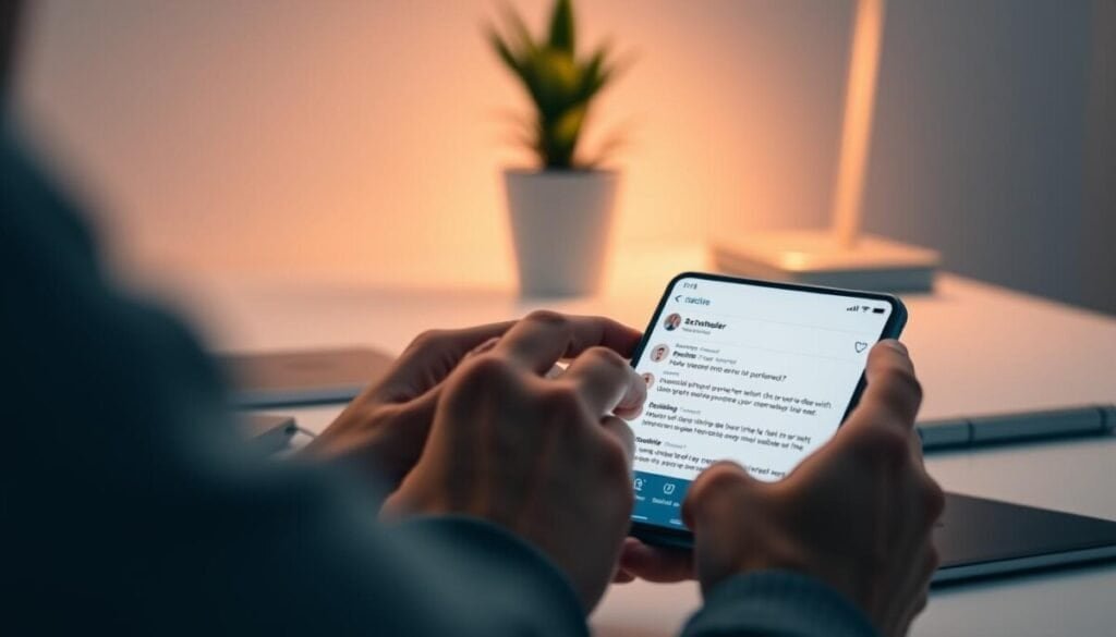 A schedule thread on Twitter, captured in a hyper-realistic photo. The foreground features a smartphone screen, displaying a meticulously planned Twitter thread with clear headings, sub-topics, and scheduled posting times. The middle ground showcases a person's hands, carefully typing on the device, their concentration evident. The background blurs into a minimalist, clean workspace, with a sleek desk, a potted plant, and warm, diffused lighting casting a subtle glow. The overall atmosphere conveys a sense of organization, efficiency, and a deliberate approach to crafting an impactful Twitter thread. A schedule thread on Twitter, captured in a hyper-realistic photo. The foreground features a smartphone screen, displaying a meticulously planned Twitter thread with clear headings, sub-topics, and scheduled posting times. The middle ground showcases a person's hands, carefully typing on the device, their concentration evident. The background blurs into a minimalist, clean workspace, with a sleek desk, a potted plant, and warm, diffused lighting casting a subtle glow. The overall atmosphere conveys a sense of organization, efficiency, and a deliberate approach to crafting an impactful Twitter thread.