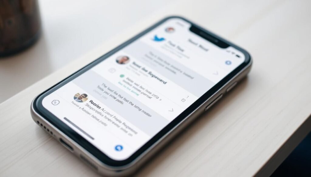 A sleek and modern smartphone screen displays a meticulously organized Twitter scheduling interface. The foreground showcases a crisp, high-contrast dashboard with clean typography and intuitive controls, allowing the user to seamlessly plan and publish tweets at optimal times. The middle ground features a subtle grid layout, highlighting the temporal organization of scheduled posts. The background subtly blurs, drawing the viewer's focus to the central scheduling tools, captured with a shallow depth of field and natural lighting for a hyper-realistic, professional aesthetic.