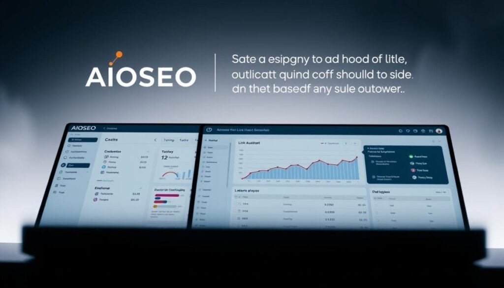 A sleek and modern software interface showcasing the AIOSEO logo and branding. The foreground features a clean, well-organized dashboard with intuitive controls and customizable SEO tools. The middle ground highlights the "Link Assistant" feature, with a visually appealing graph or chart demonstrating its analytical capabilities. The background sets an atmospheric tone with soft, diffused lighting and a subtle, gradient-based color scheme that complements the overall design. The image conveys a sense of professionalism, efficiency, and the power of AI-driven SEO optimization. The overall composition is balanced, visually striking, and effectively communicates the essence of the AIOSEO all-in-one SEO tool. A sleek and modern software interface showcasing the AIOSEO logo and branding. The foreground features a clean, well-organized dashboard with intuitive controls and customizable SEO tools. The middle ground highlights the "Link Assistant" feature, with a visually appealing graph or chart demonstrating its analytical capabilities. The background sets an atmospheric tone with soft, diffused lighting and a subtle, gradient-based color scheme that complements the overall design. The image conveys a sense of professionalism, efficiency, and the power of AI-driven SEO optimization. The overall composition is balanced, visually striking, and effectively communicates the essence of the AIOSEO all-in-one SEO tool.