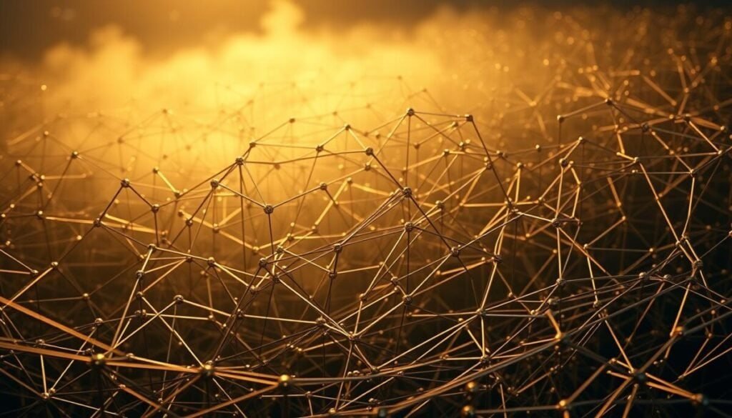 A sprawling matrix of interconnected nodes and pathways, representing the intricate internal linking structure of a website. The scene is bathed in a warm, golden light, casting a sense of depth and dimensionality. The foreground features a tangle of sleek, metallic links, their subtle curves and angles suggesting the dynamic nature of the system. In the middle ground, the links branch out, forming a complex web that reaches into the distance, highlighting the depth and scale of the network. The background is shrouded in a hazy, ethereal mist, adding a sense of mystery and intrigue to the scene. The overall composition conveys a sense of order, functionality, and the power of these invisible connections that shape the user experience. A sprawling matrix of interconnected nodes and pathways, representing the intricate internal linking structure of a website. The scene is bathed in a warm, golden light, casting a sense of depth and dimensionality. The foreground features a tangle of sleek, metallic links, their subtle curves and angles suggesting the dynamic nature of the system. In the middle ground, the links branch out, forming a complex web that reaches into the distance, highlighting the depth and scale of the network. The background is shrouded in a hazy, ethereal mist, adding a sense of mystery and intrigue to the scene. The overall composition conveys a sense of order, functionality, and the power of these invisible connections that shape the user experience.