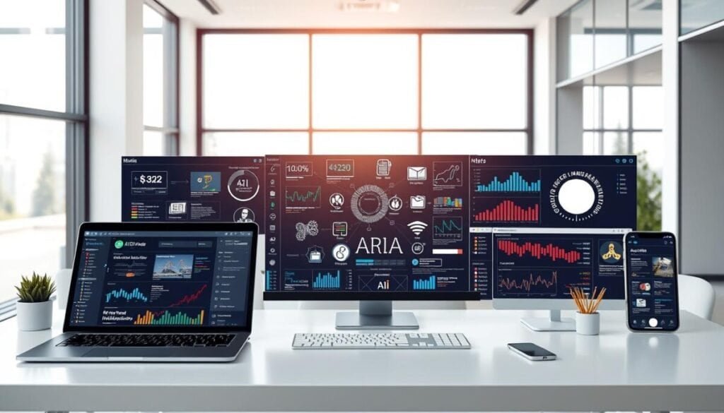 High-quality, hyper-realistic photos of various AI-powered software tools and interfaces, arranged on a clean, minimalist desk setup. The foreground features a laptop, tablet, and smartphone, each displaying different AI-powered internal linking functionalities. The middle ground showcases a collection of AI models, algorithms, and data visualization elements. The background features a sleek, modern office setting with large windows, allowing natural light to create a bright, airy atmosphere. The entire scene conveys a sense of technological sophistication and the potential of AI-driven internal linking solutions for SEO optimization. High-quality, hyper-realistic photos of various AI-powered software tools and interfaces, arranged on a clean, minimalist desk setup. The foreground features a laptop, tablet, and smartphone, each displaying different AI-powered internal linking functionalities. The middle ground showcases a collection of AI models, algorithms, and data visualization elements. The background features a sleek, modern office setting with large windows, allowing natural light to create a bright, airy atmosphere. The entire scene conveys a sense of technological sophistication and the potential of AI-driven internal linking solutions for SEO optimization.