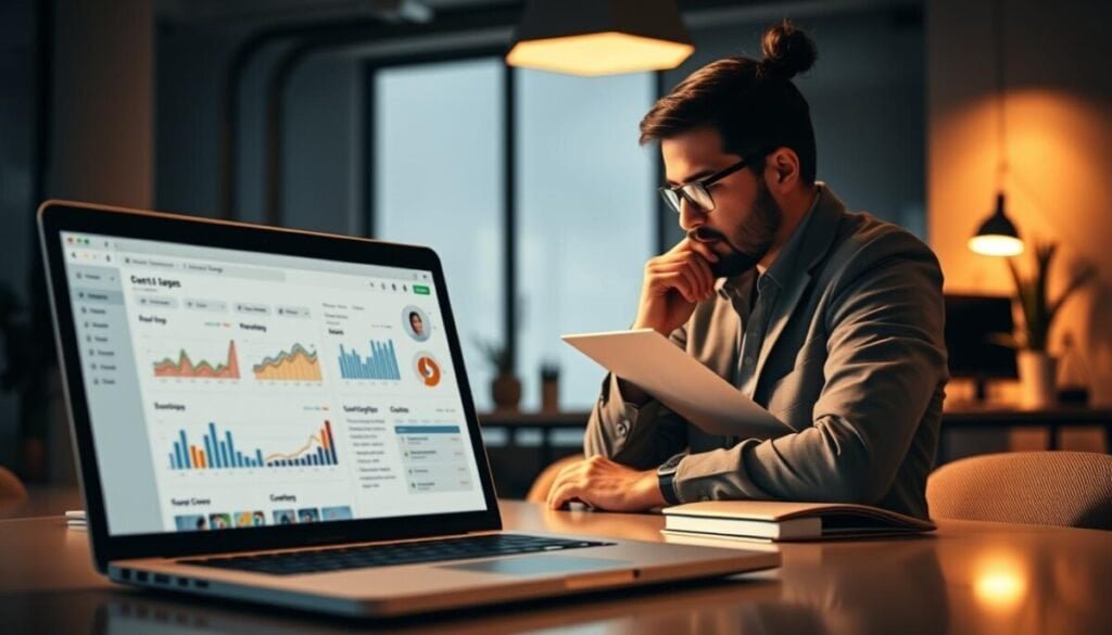 A meticulously crafted digital tableau, showcasing the intricacies of content strategy optimization. In the foreground, a laptop displays a visual dashboard, highlighting key performance metrics and analytics. In the middle ground, a thoughtful content creator reviews content pieces, strategically fine-tuning their approach. The background depicts a sleek, minimalist office space, bathed in warm, directional lighting that casts subtle shadows, creating a sense of depth and focus. The overall atmosphere conveys a harmonious balance between technology, creativity, and data-driven decision-making, perfectly encapsulating the essence of content strategy optimization. A meticulously crafted digital tableau, showcasing the intricacies of content strategy optimization. In the foreground, a laptop displays a visual dashboard, highlighting key performance metrics and analytics. In the middle ground, a thoughtful content creator reviews content pieces, strategically fine-tuning their approach. The background depicts a sleek, minimalist office space, bathed in warm, directional lighting that casts subtle shadows, creating a sense of depth and focus. The overall atmosphere conveys a harmonious balance between technology, creativity, and data-driven decision-making, perfectly encapsulating the essence of content strategy optimization.