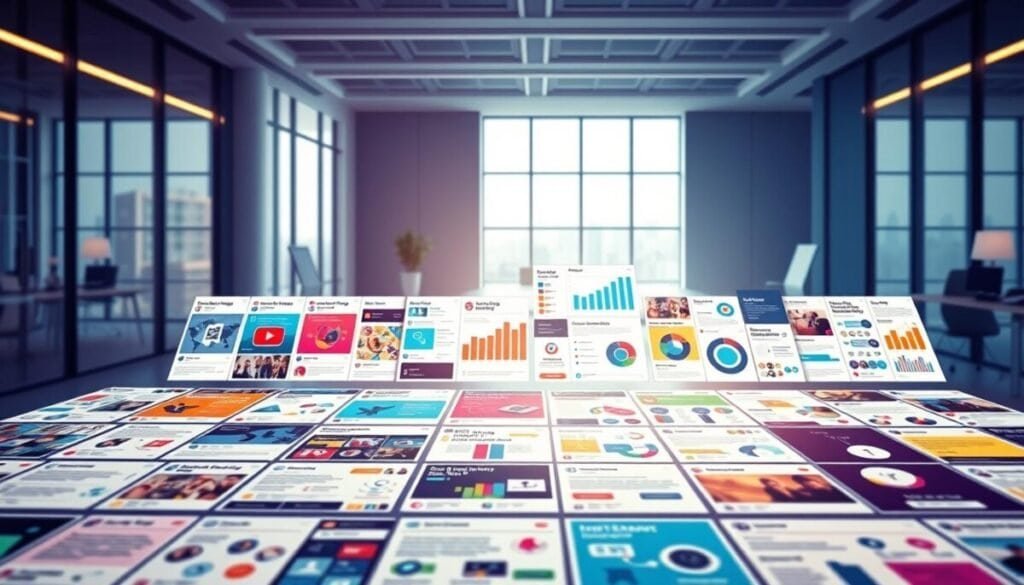 A vibrant, hyper-realistic depiction of a strategic Facebook content plan. In the foreground, a grid of colorful social media post templates, each showcasing a variety of engaging content types - informative infographics, compelling visuals, captivating videos. The middle ground features an array of analytical charts and graphs, highlighting key performance metrics and audience insights. In the background, a sleek, minimalist office setting with large windows, allowing natural light to illuminate the scene. The overall mood is one of focus, innovation, and data-driven decision-making, capturing the essence of an effective Facebook content strategy. A vibrant, hyper-realistic depiction of a strategic Facebook content plan. In the foreground, a grid of colorful social media post templates, each showcasing a variety of engaging content types - informative infographics, compelling visuals, captivating videos. The middle ground features an array of analytical charts and graphs, highlighting key performance metrics and audience insights. In the background, a sleek, minimalist office setting with large windows, allowing natural light to illuminate the scene. The overall mood is one of focus, innovation, and data-driven decision-making, capturing the essence of an effective Facebook content strategy.