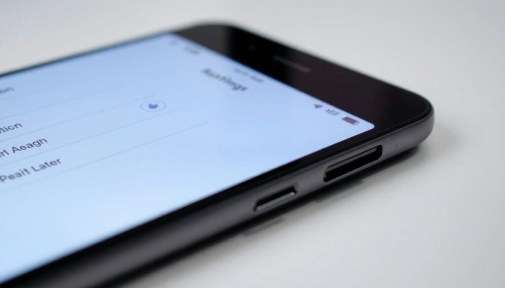 A well-lit, detailed close-up shot of a modern smartphone or tablet device's settings menu, showcasing various configuration options and controls. The foreground features the device's display, with a clean, minimalist interface design. The middle ground includes the device's physical buttons and ports, captured from a slightly low angle to emphasize the precision engineering. The background is a softly blurred, neutral environment, allowing the device to be the focal point. The overall scene conveys a sense of technological sophistication and user-friendly functionality, suitable for illustrating a guide on resolving the "Try Again Later" issue on Instagram.