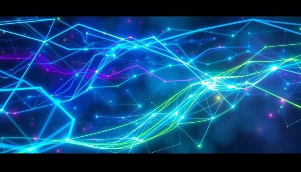 A dynamic abstract landscape of algorithm signals, with intricate glowing geometric shapes and patterns pulsing against a dark, atmospheric background. Cascading lines and curves of vibrant neon hues - blues, greens, and purples - interweave and converge, creating a mesmerizing, data-driven visual. The scene is bathed in a dramatic, high-contrast lighting, with strong shadows and highlights accentuating the depth and movement of the algorithmic elements. The overall mood is one of technological complexity, data visualization, and the enigmatic nature of social media algorithms. A dynamic abstract landscape of algorithm signals, with intricate glowing geometric shapes and patterns pulsing against a dark, atmospheric background. Cascading lines and curves of vibrant neon hues - blues, greens, and purples - interweave and converge, creating a mesmerizing, data-driven visual. The scene is bathed in a dramatic, high-contrast lighting, with strong shadows and highlights accentuating the depth and movement of the algorithmic elements. The overall mood is one of technological complexity, data visualization, and the enigmatic nature of social media algorithms.