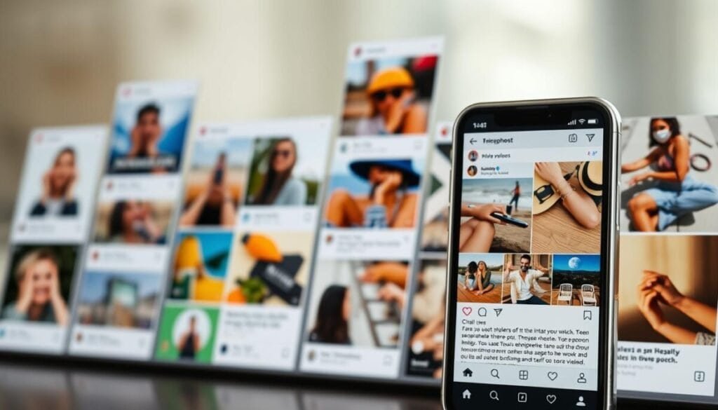 A well-lit, high-resolution photograph of a social media content feed, showcasing a variety of engaging posts. In the foreground, a visually appealing and informative carousel-style post featuring product images, lifestyle shots, and a brief, attention-grabbing caption. In the middle ground, a mix of beautifully shot images, short videos, and thought-provoking text-based updates, all designed to deliver value and foster genuine connection with the audience. The background is blurred, creating a sense of depth and focus on the central content. The overall mood is one of authenticity, trust, and a commitment to providing exceptional value to the viewer.