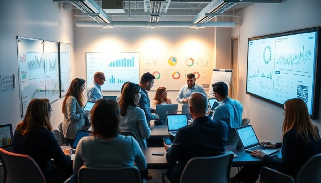 A bustling office scene with professionals engaged in productive discussions, laptops and mobile devices in hand, surrounded by whiteboards and wall displays showcasing data visualizations. The lighting is warm and inviting, creating a collaborative atmosphere. The camera angle is slightly elevated, capturing the energy and efficiency of the outreach workflow. The overall composition conveys a sense of purposeful, organized networking and relationship-building. A bustling office scene with professionals engaged in productive discussions, laptops and mobile devices in hand, surrounded by whiteboards and wall displays showcasing data visualizations. The lighting is warm and inviting, creating a collaborative atmosphere. The camera angle is slightly elevated, capturing the energy and efficiency of the outreach workflow. The overall composition conveys a sense of purposeful, organized networking and relationship-building.