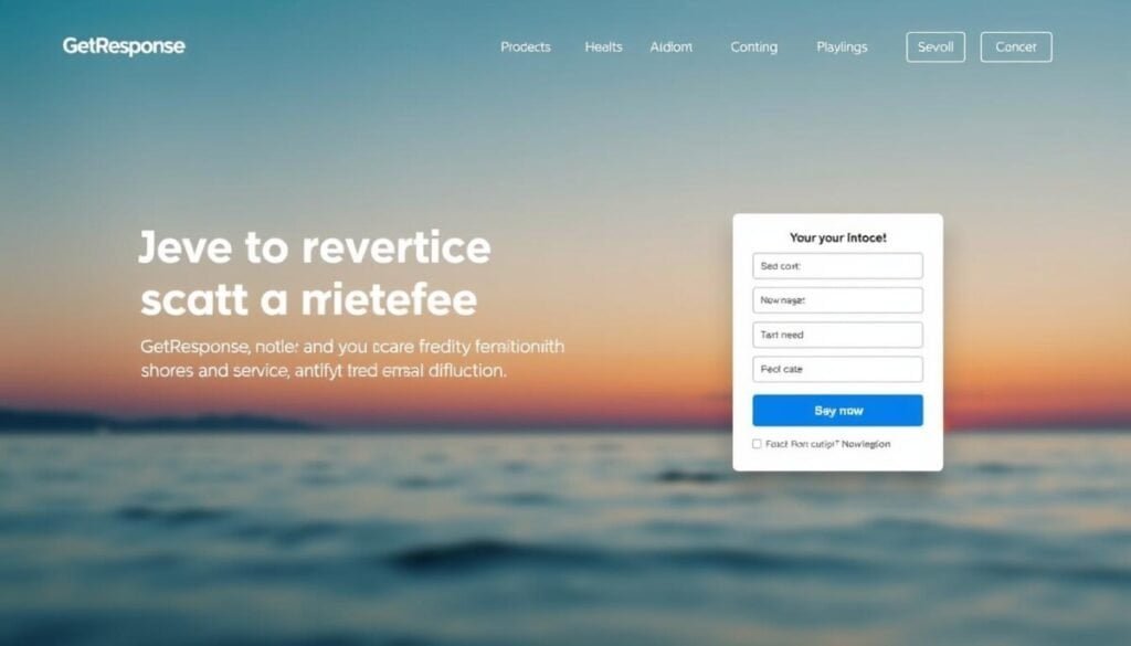 A serene and inviting landing page, featuring a clean, modern layout with a hero section showcasing a vibrant, high-quality stock image. In the foreground, a well-designed form captures user information, seamlessly integrated with a call-to-action button. The middle ground showcases a series of informative and visually appealing sections, highlighting key features and benefits of the GetResponse offer. In the background, a subtle gradient or textured pattern creates depth and visual interest, while a minimalist navigation bar and footer complete the professional, conversion-focused design. The overall atmosphere conveys a sense of trust, credibility, and user-friendliness, perfectly suited for the article's subject matter. A serene and inviting landing page, featuring a clean, modern layout with a hero section showcasing a vibrant, high-quality stock image. In the foreground, a well-designed form captures user information, seamlessly integrated with a call-to-action button. The middle ground showcases a series of informative and visually appealing sections, highlighting key features and benefits of the GetResponse offer. In the background, a subtle gradient or textured pattern creates depth and visual interest, while a minimalist navigation bar and footer complete the professional, conversion-focused design. The overall atmosphere conveys a sense of trust, credibility, and user-friendliness, perfectly suited for the article's subject matter.