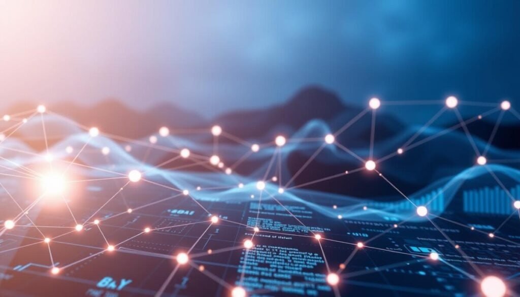 A dynamic visualization of an abstract algorithm represented through intricate geometric shapes and flowing lines, interconnected to symbolize analytics and optimization. In the foreground, a sleek, futuristic interface with glowing data nodes emanating from the center, illustrating metrics and analytics in real-time. The middle ground features soft, translucent layers of code snippets and graphs that reflect timing and precision. In the background, a digital landscape with a gradient of deep blues and purples, enhancing a sense of technology and innovation. Soft, diffused lighting casts an ethereal glow on the elements, creating a professional and inspiring atmosphere. The overall composition evokes a sense of clarity, progress, and the power of working with algorithms in achieving goals.