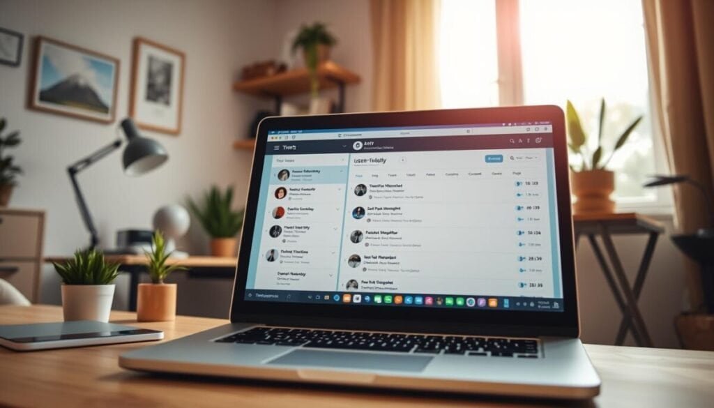 A visually engaging workspace scene focusing on a computer screen displaying a user-friendly interface of a scheduling app for tweets. In the foreground, there is a stylish laptop with a vibrant Twitter feed open, showcasing multiple scheduled tweets organized neatly. The middle layer features a cozy workspace with a modern desk, potted plants, and stationery. In the background, a well-lit room with soft, natural light streaming through a window creates a warm, productive atmosphere. The camera angle is slightly tilted downward, emphasizing the screen while providing a glimpse of the workspace's inviting details. The mood is focused and creative, reflecting the essence of effective tweet management and marketing strategy. A visually engaging workspace scene focusing on a computer screen displaying a user-friendly interface of a scheduling app for tweets. In the foreground, there is a stylish laptop with a vibrant Twitter feed open, showcasing multiple scheduled tweets organized neatly. The middle layer features a cozy workspace with a modern desk, potted plants, and stationery. In the background, a well-lit room with soft, natural light streaming through a window creates a warm, productive atmosphere. The camera angle is slightly tilted downward, emphasizing the screen while providing a glimpse of the workspace's inviting details. The mood is focused and creative, reflecting the essence of effective tweet management and marketing strategy.