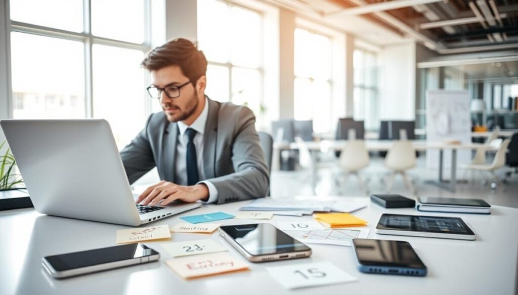 A professional setting depicting a person troubleshooting Notion and Google Calendar integration issues. In the foreground, a focused individual dressed in business attire sits at a modern desk, analyzing a laptop screen filled with error messages and integration diagrams. In the middle ground, an array of sticky notes and digital devices, like a smartphone and tablet, are scattered, showcasing various applications and calendars, including Notion and Google Calendar. The background features a bright office space with large windows allowing natural light to illuminate the scene, creating an atmosphere of clarity and productivity. The overall mood conveys determination and problem-solving, with a clean, organized aesthetic that emphasizes technology and integration challenges. A professional setting depicting a person troubleshooting Notion and Google Calendar integration issues. In the foreground, a focused individual dressed in business attire sits at a modern desk, analyzing a laptop screen filled with error messages and integration diagrams. In the middle ground, an array of sticky notes and digital devices, like a smartphone and tablet, are scattered, showcasing various applications and calendars, including Notion and Google Calendar. The background features a bright office space with large windows allowing natural light to illuminate the scene, creating an atmosphere of clarity and productivity. The overall mood conveys determination and problem-solving, with a clean, organized aesthetic that emphasizes technology and integration challenges.