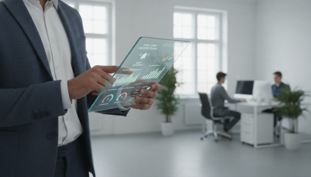 A business professional in smart casual attire, focused on a digital tablet, analyzing a sleek user interface showcasing various waitlist features like real-time notifications, user analytics, and customizable settings. The foreground features the professional's hands holding the tablet, capturing vibrant touch interactions. In the middle ground, the tablet displays graphical elements such as charts and icons symbolizing efficiency and organization. A modern, minimalist office setting in the background, with soft, diffused natural lighting coming through large windows, creating an atmosphere of productivity and innovation. The overall mood is focused and forward-thinking, illustrating the essentials of evaluating waitlist management systems effectively. A business professional in smart casual attire, focused on a digital tablet, analyzing a sleek user interface showcasing various waitlist features like real-time notifications, user analytics, and customizable settings. The foreground features the professional's hands holding the tablet, capturing vibrant touch interactions. In the middle ground, the tablet displays graphical elements such as charts and icons symbolizing efficiency and organization. A modern, minimalist office setting in the background, with soft, diffused natural lighting coming through large windows, creating an atmosphere of productivity and innovation. The overall mood is focused and forward-thinking, illustrating the essentials of evaluating waitlist management systems effectively.