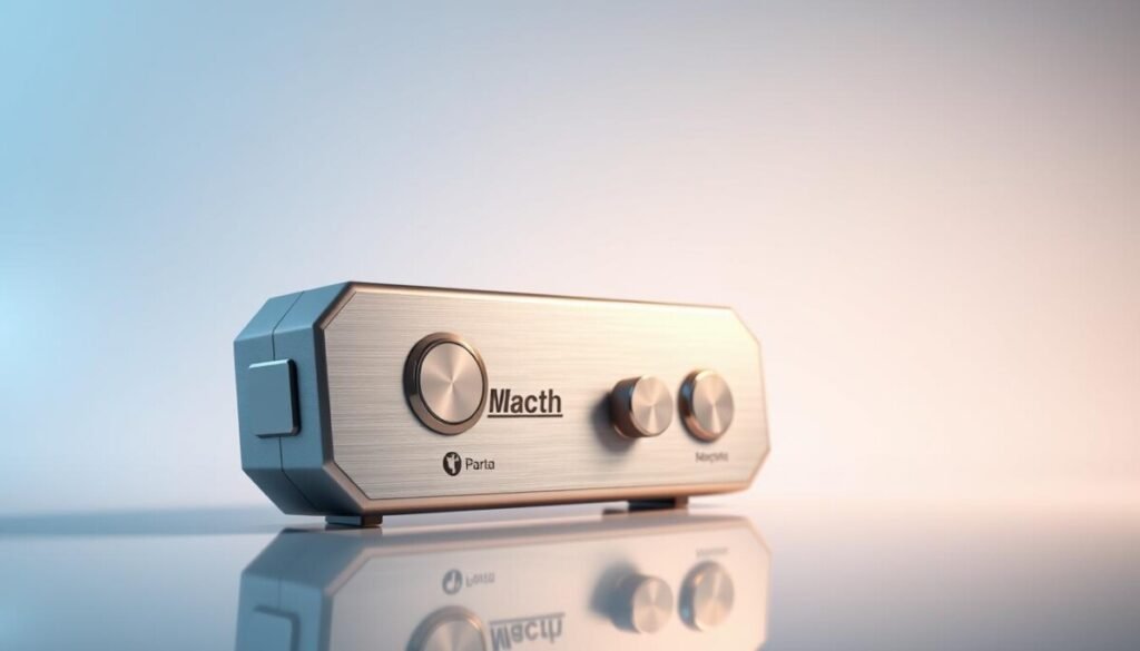 A high-quality visualization of a modern compression tool, prominently displayed in the foreground with a sleek metallic finish and intuitive controls. The tool is shown against a subtle gradient background that suggests a technical environment, conveying a sense of innovation. The tool could be placed on a clean, reflective surface, enhancing its polished appearance. Soft, focused lighting, akin to studio lighting, illuminates the tool, casting gentle shadows to highlight its contours and details. The image should evoke a professional atmosphere, inspiring confidence in its efficiency and advanced features, making it ideal for discussing smart compression methods. Aim for a slightly angled perspective to create depth, allowing the viewer to appreciate the design intricacies of the tool.